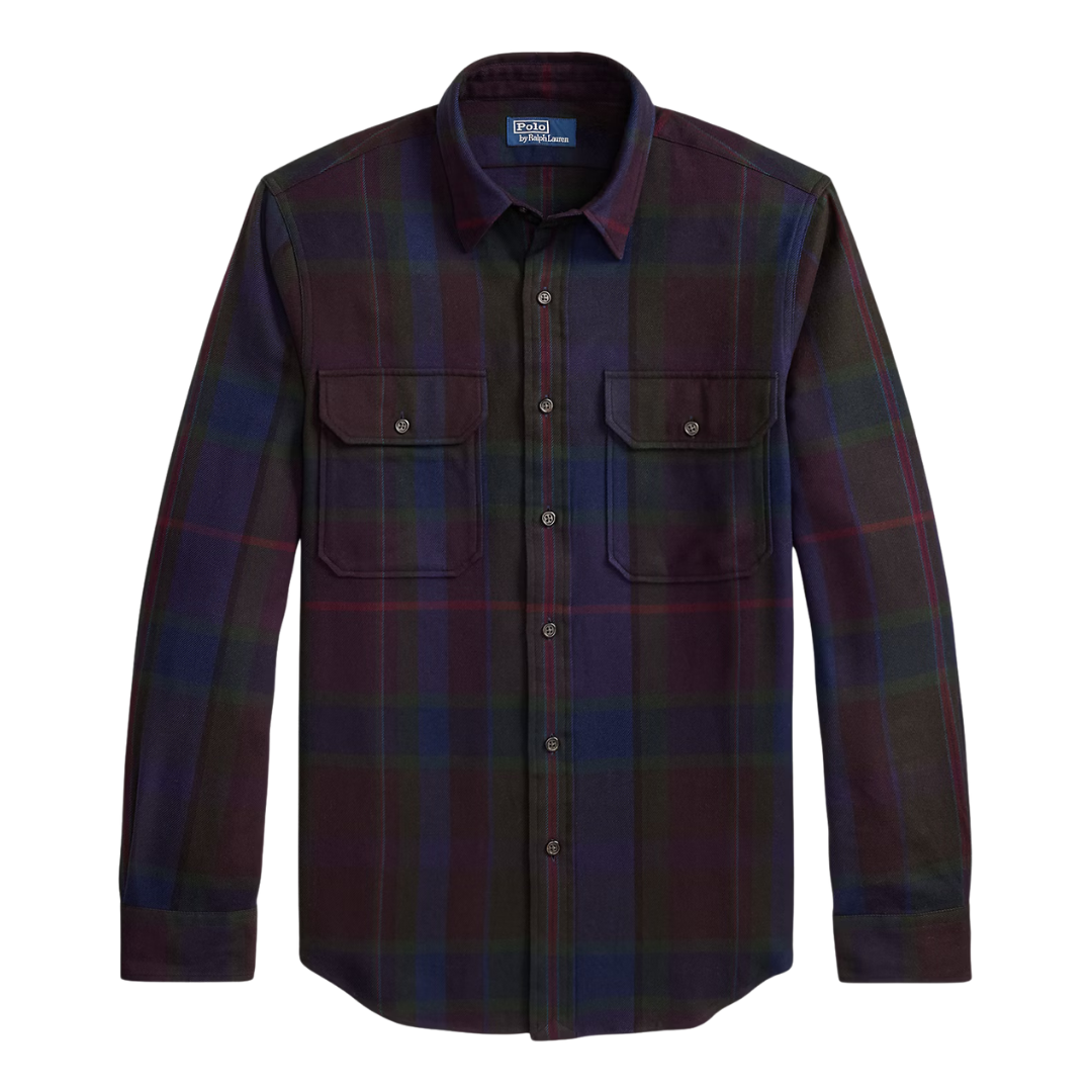 Plaid Twill Workshirt - Wine Royal Multi
