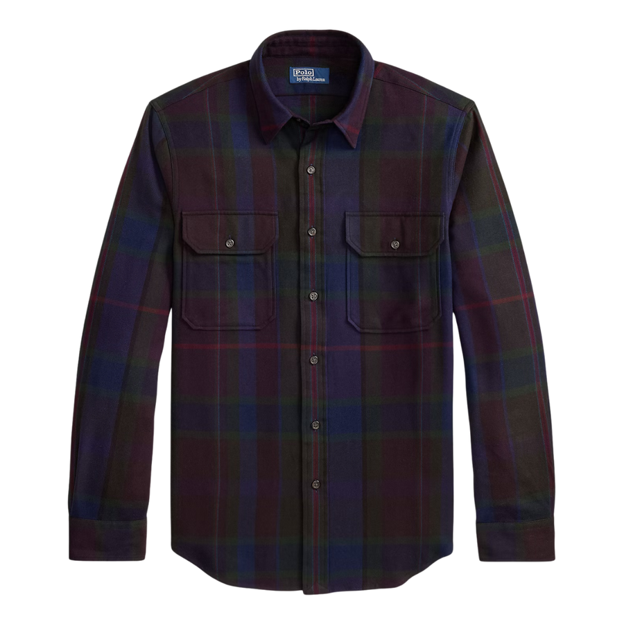Plaid Twill Workshirt - Wine Royal Multi