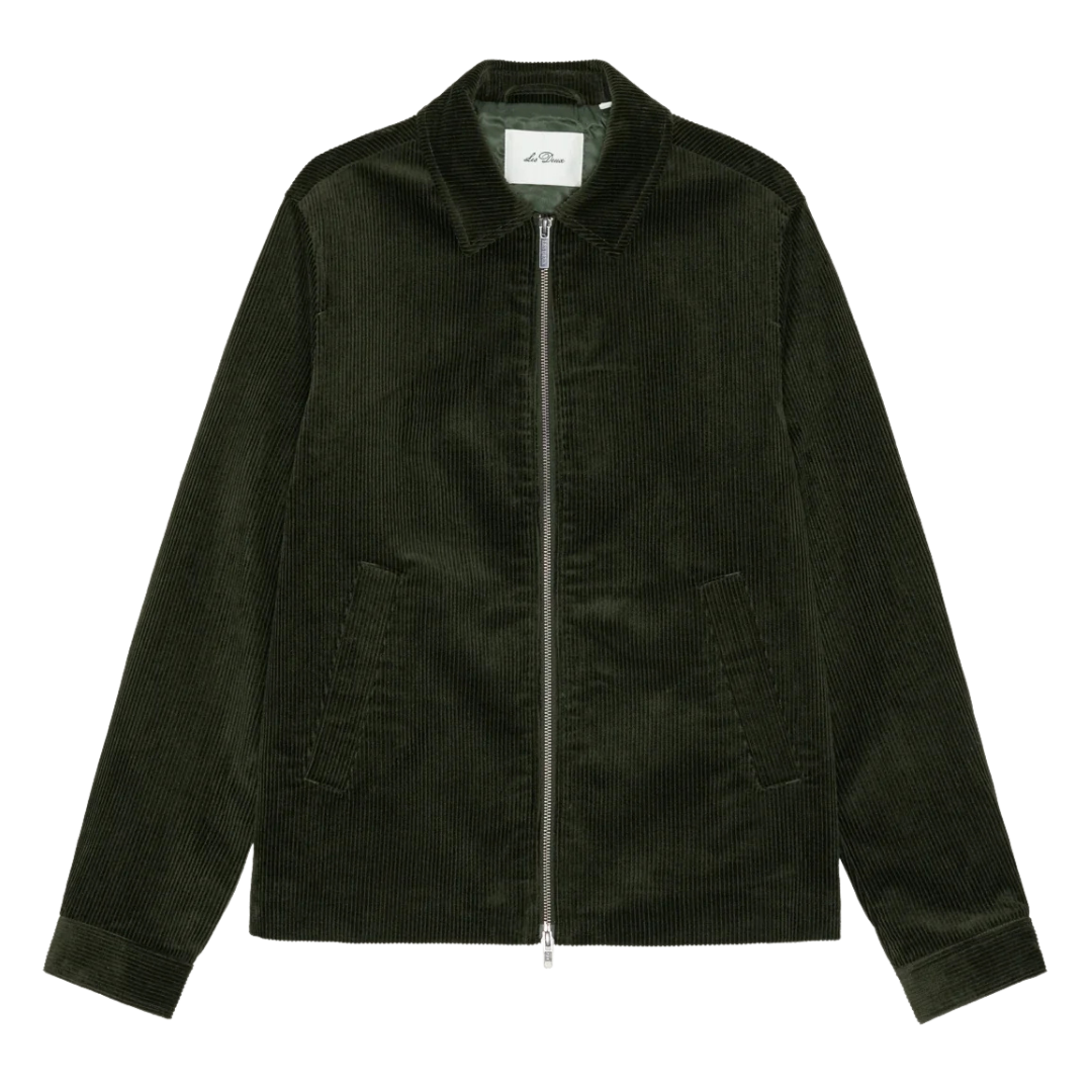 Corduroy Zipper Coach Jacket - Rosin Green