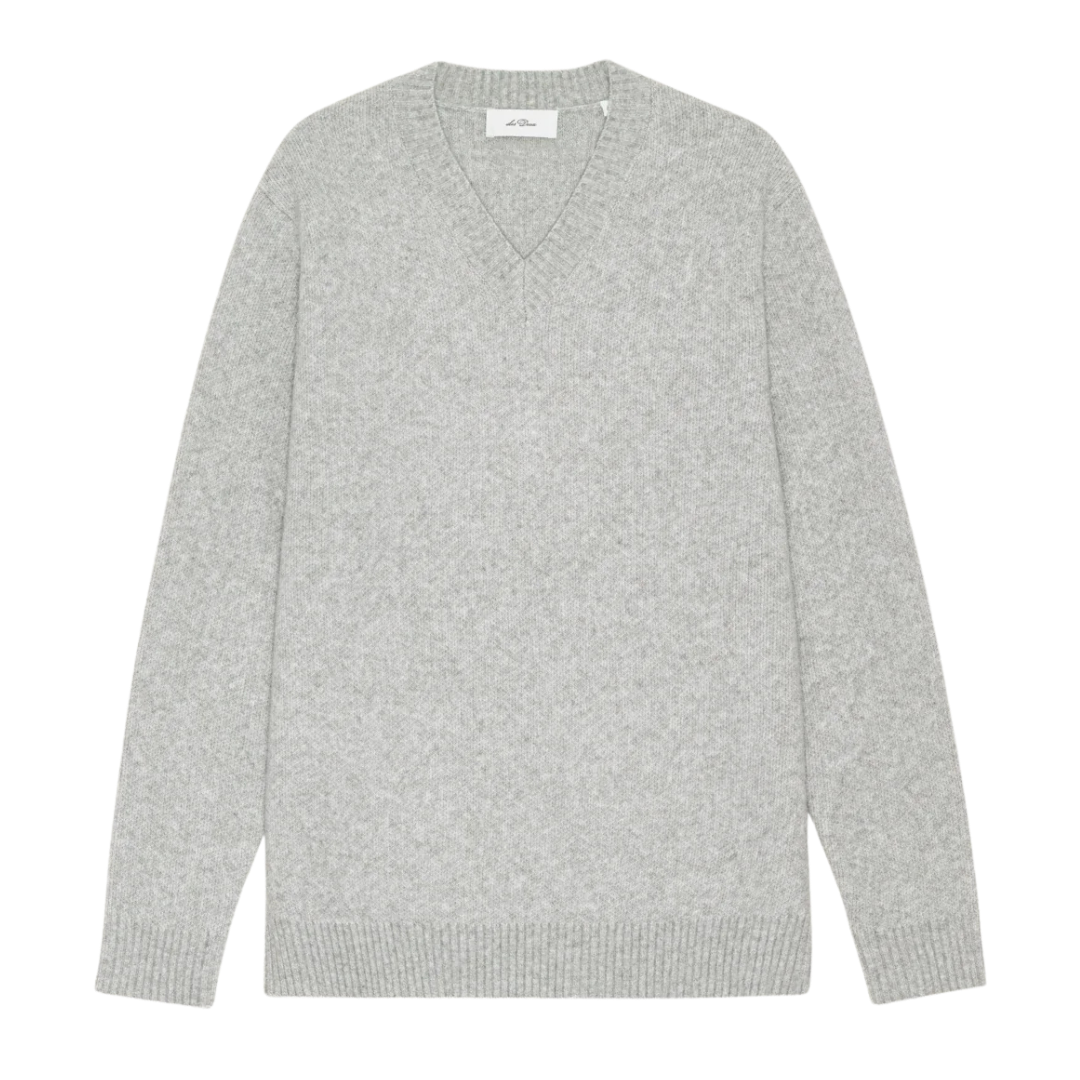 Melange V-Neck Knit - Grey