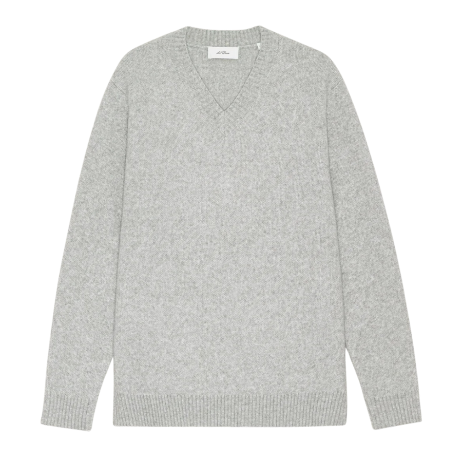 Melange V-Neck Knit - Grey