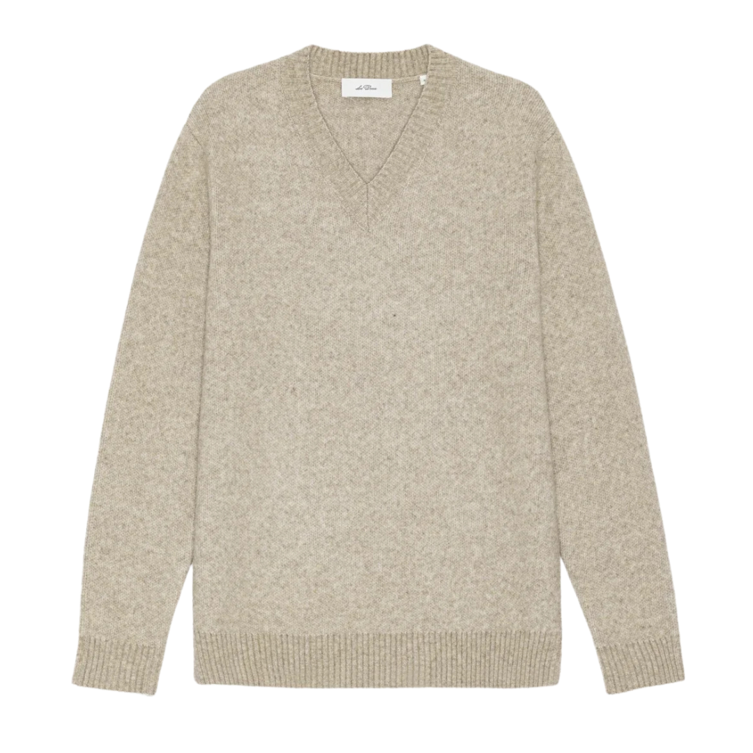 Melange V-Neck Knit - Light Sand