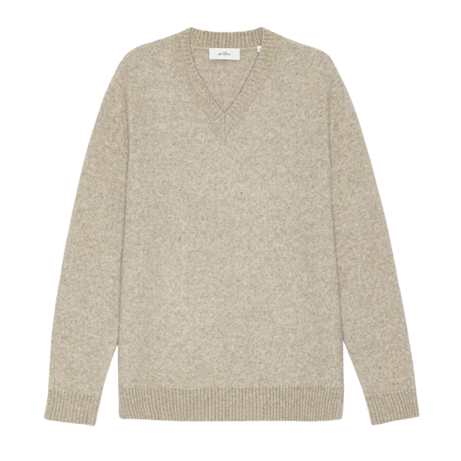 Melange V-Neck Knit - Light Sand