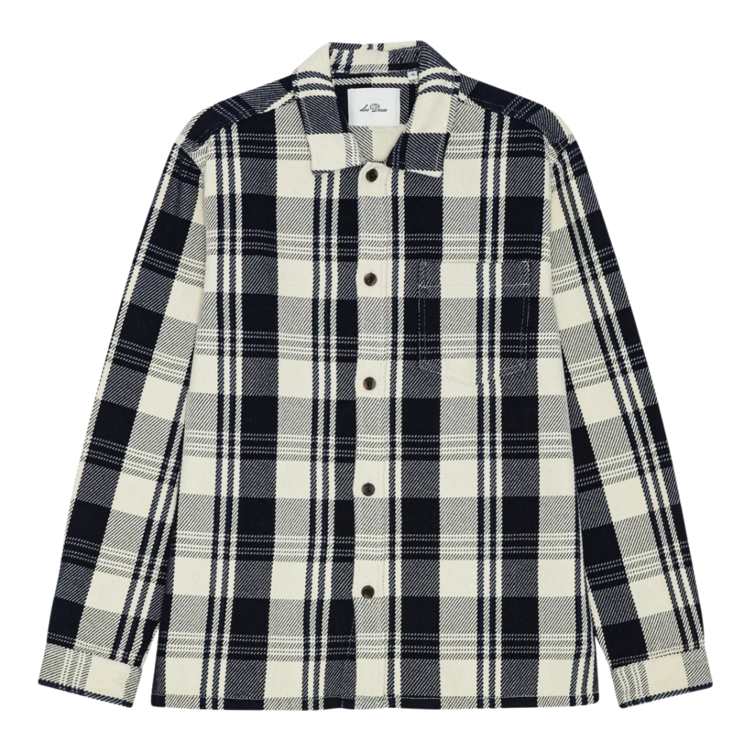 Structured Check Overshirt - Dark Navy Blue