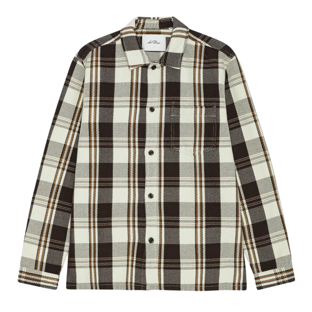 Structured Check Overshirt - Dark Sand
