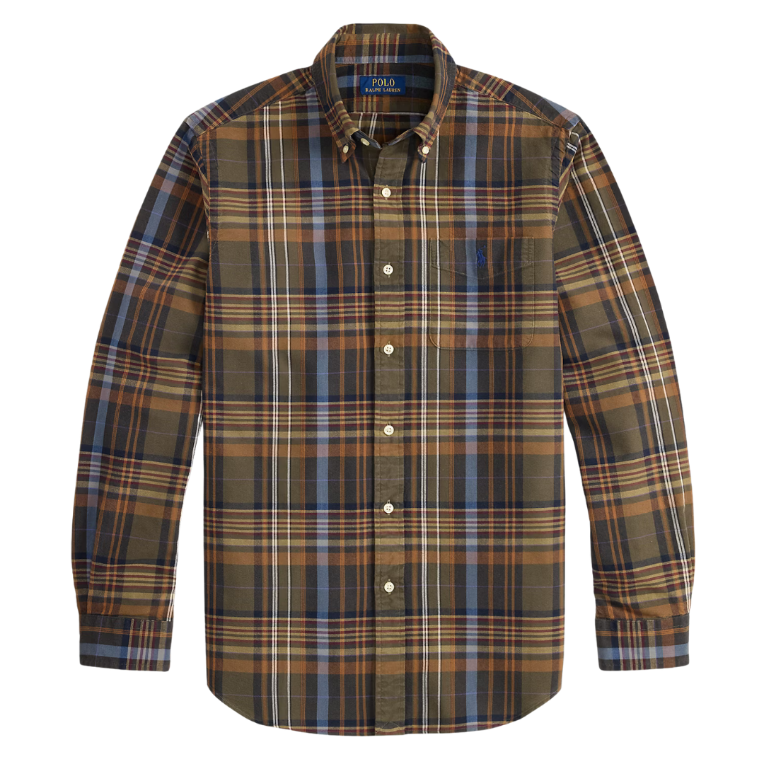 Classic Plaid Oxford - Olive Brown Multi