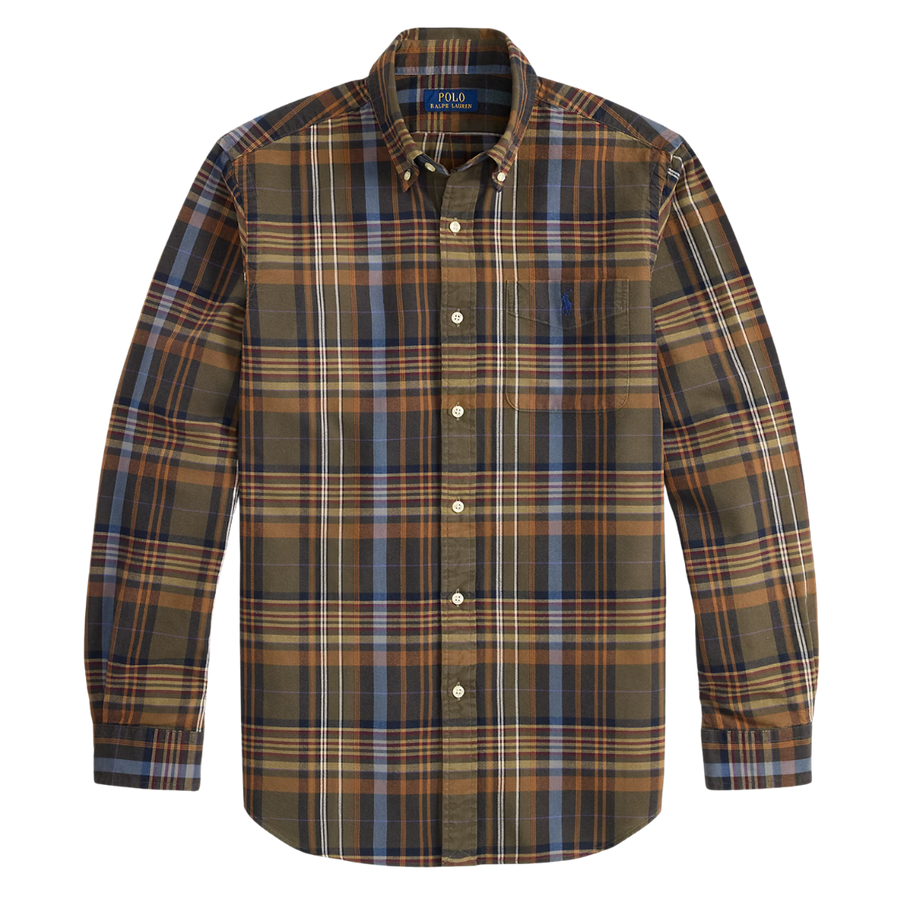 Classic Plaid Oxford - Olive Brown Multi