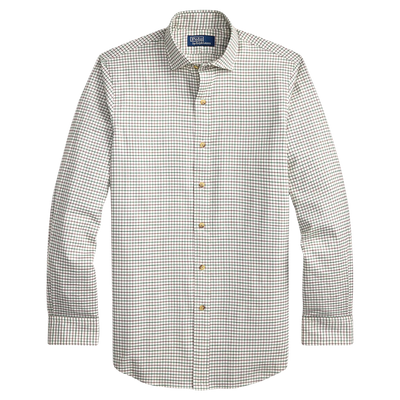 Tattersall Twill Shirt - Off White & Green Multi