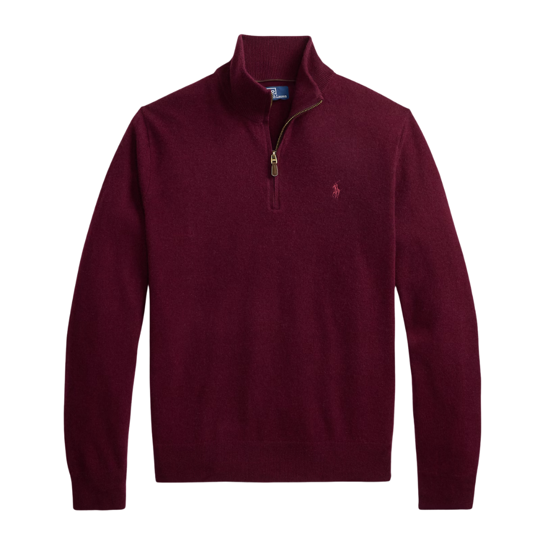 Merino Wool Quarter Zip Sweater - Aged Wine