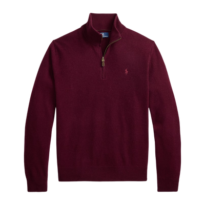 Merino Wool Quarter Zip Sweater - Aged Wine