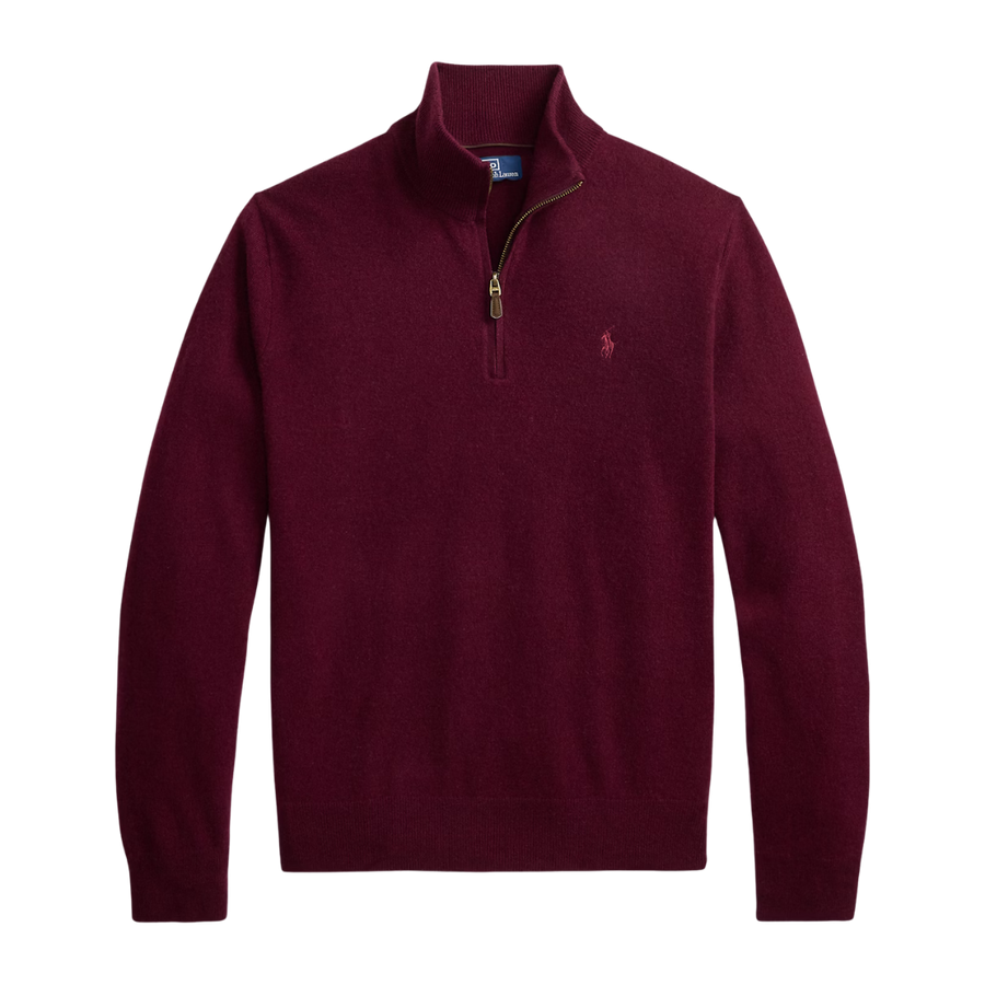 Merino Wool Quarter Zip Sweater - Aged Wine