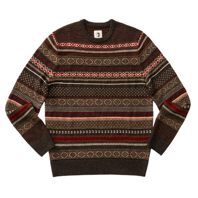 Birch Fair Isle Crewneck Sweater - Espresso Brown