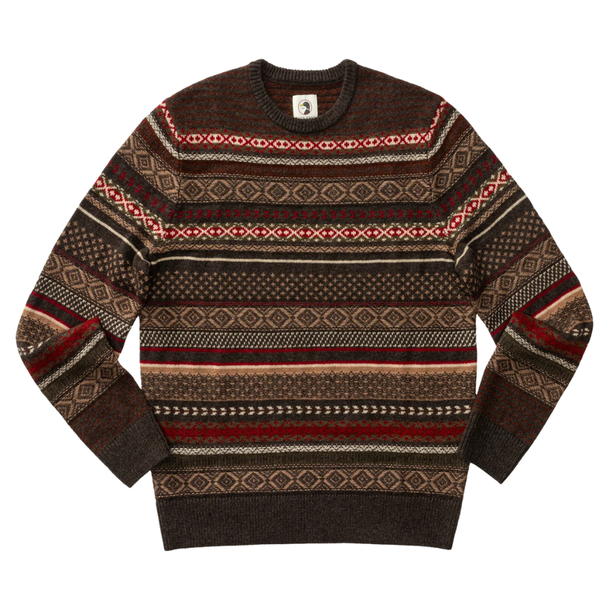 Birch Fair Isle Crewneck Sweater - Espresso Brown