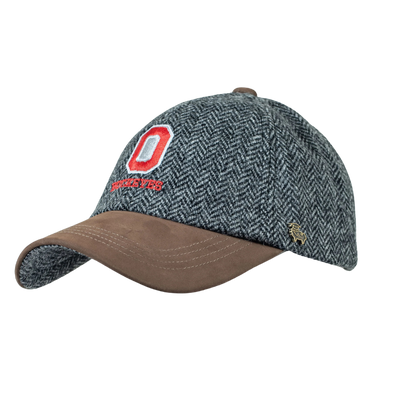 OSU Grey Wool Herringbone Cap w/ Leather Bill - Dull Brown