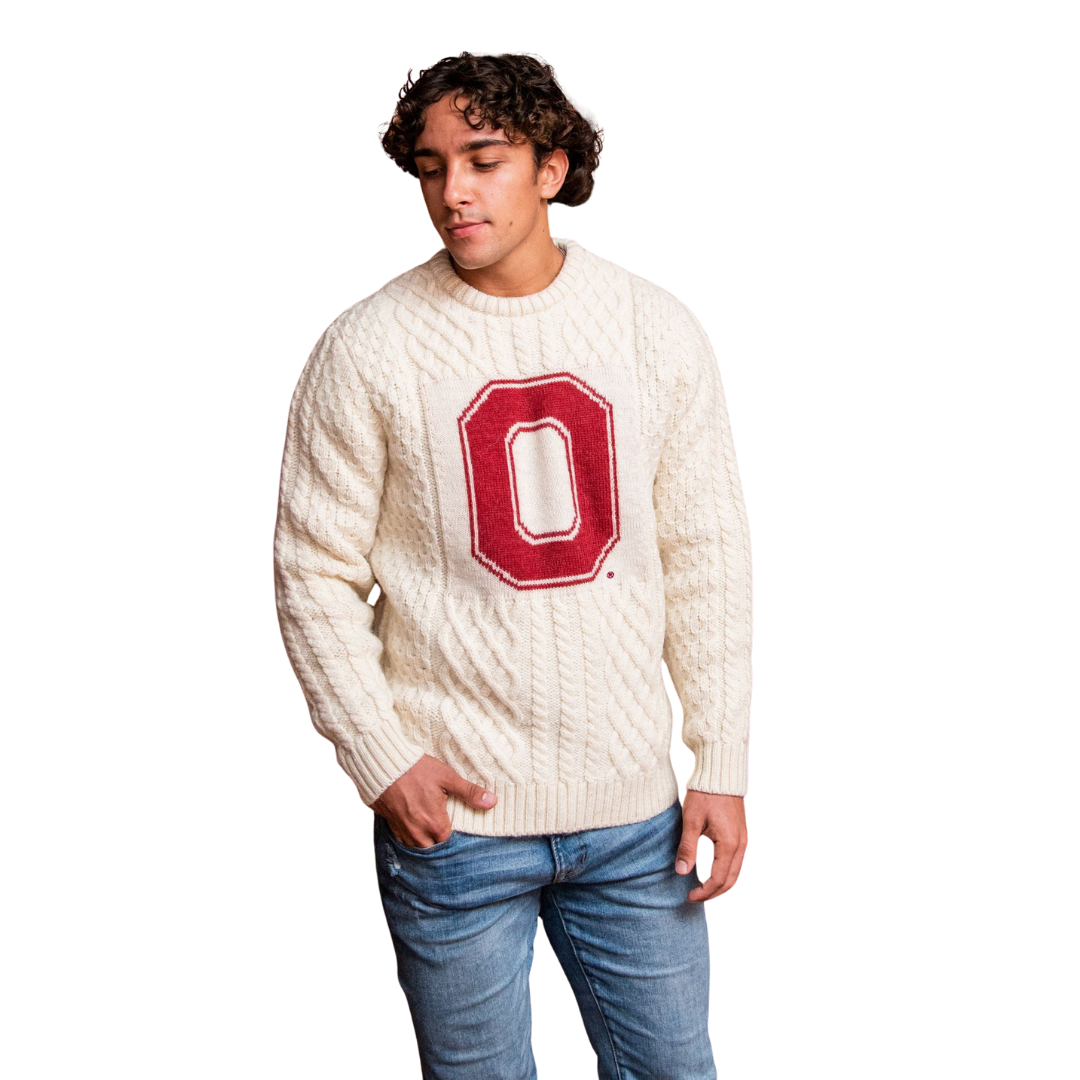 OSU Crew-Neck Fisherman's Sweater - Ecru