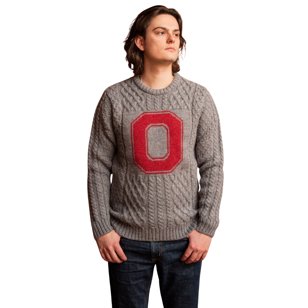 OSU Crew-Neck Fisherman's Sweater - Grey