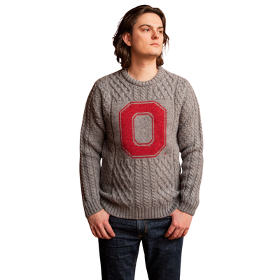 OSU Crew-Neck Fisherman's Sweater - Grey
