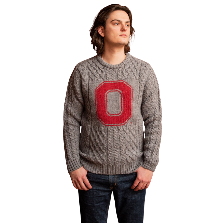 OSU Crew-Neck Fisherman's Sweater - Grey