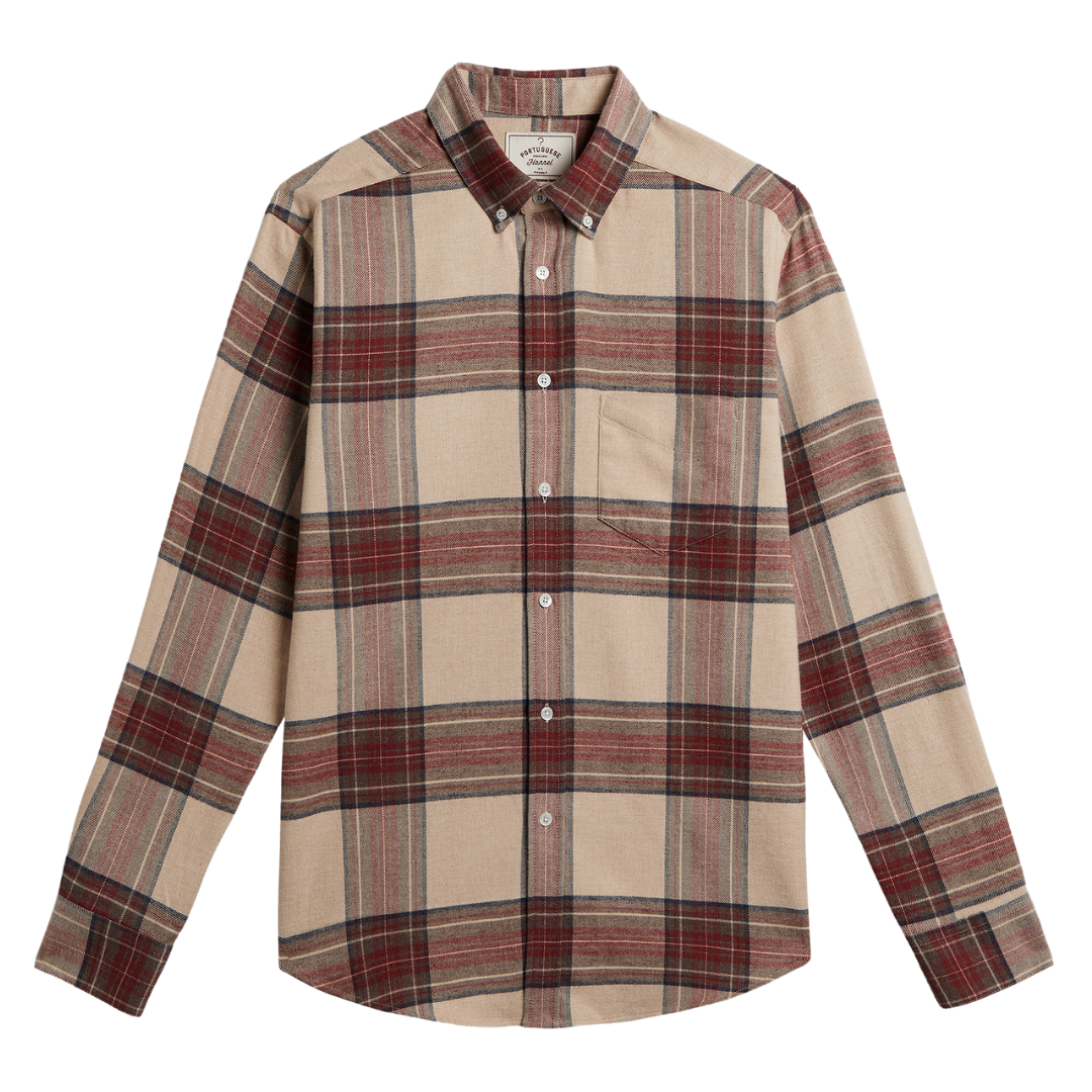 Sabela Flannel Shirt - Tan & Red