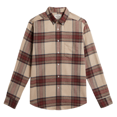 Sabela Flannel Shirt - Tan & Red