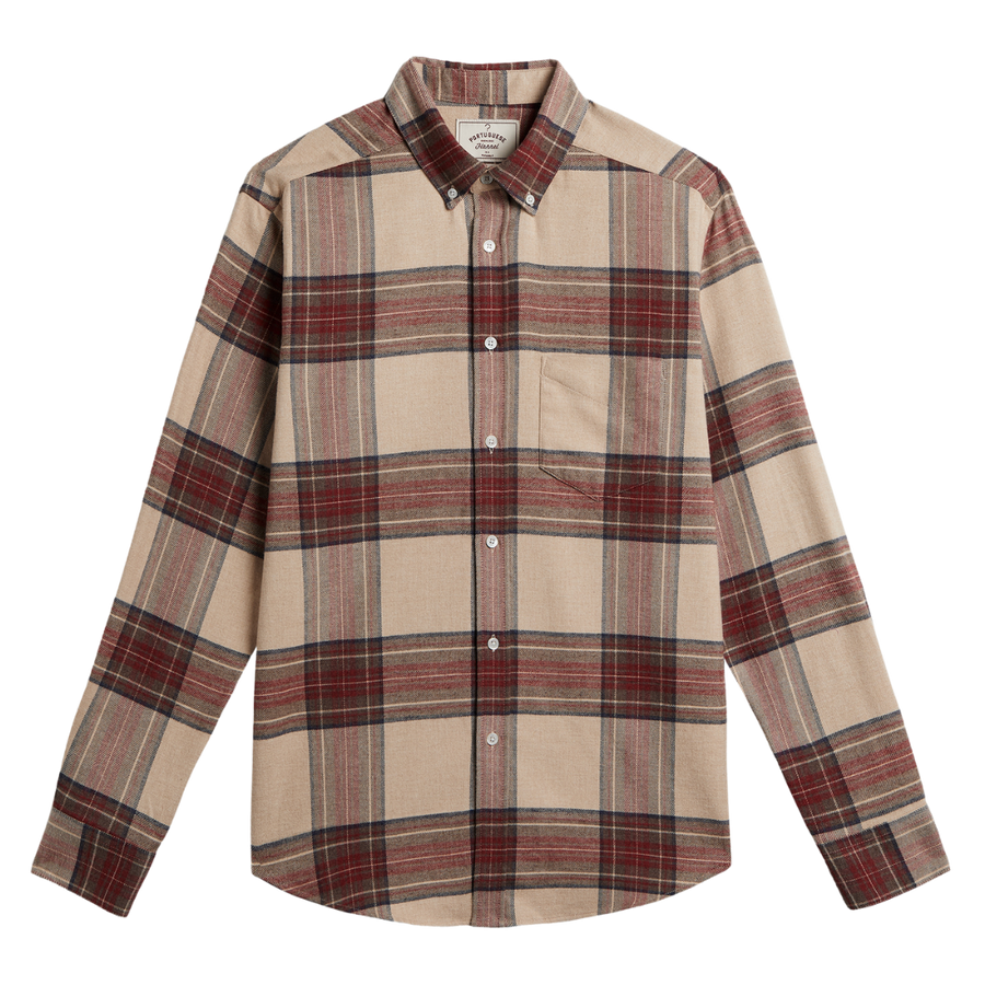Sabela Flannel Shirt - Tan & Red