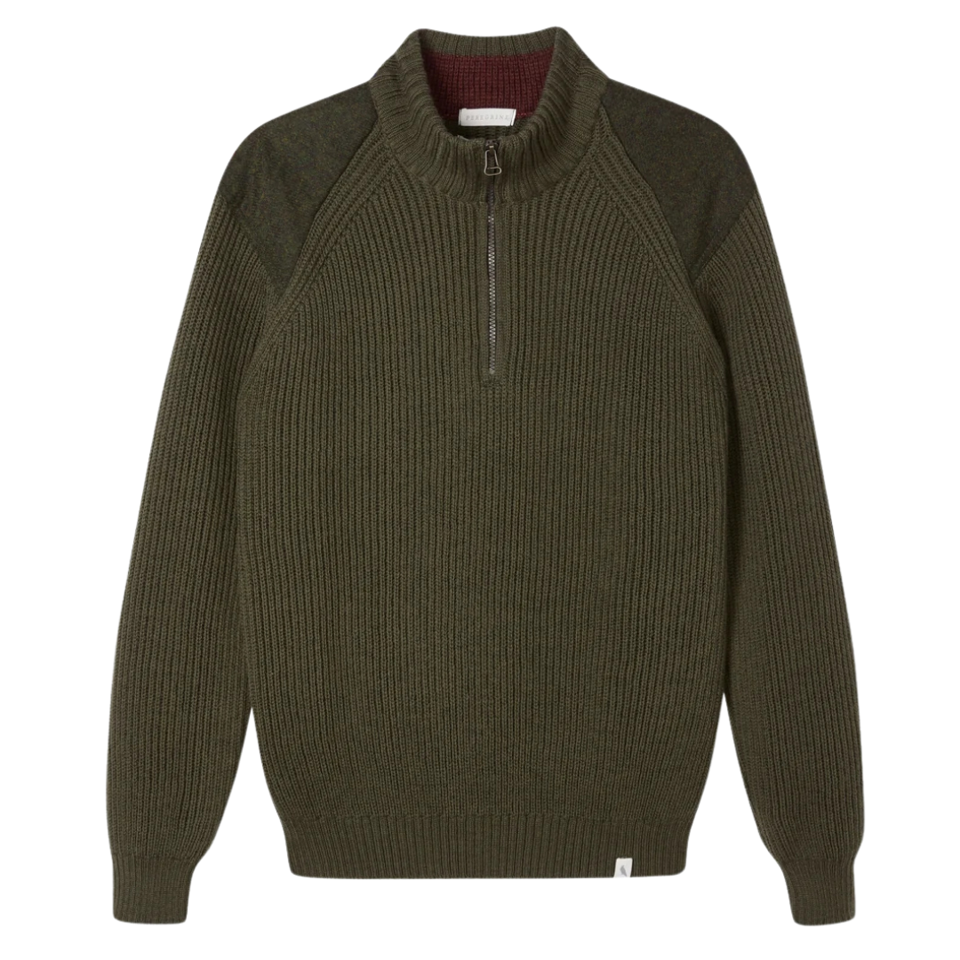 Foxton Quarter Zip Sweater - Olive
