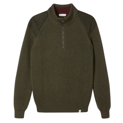 Foxton Quarter Zip Sweater - Olive