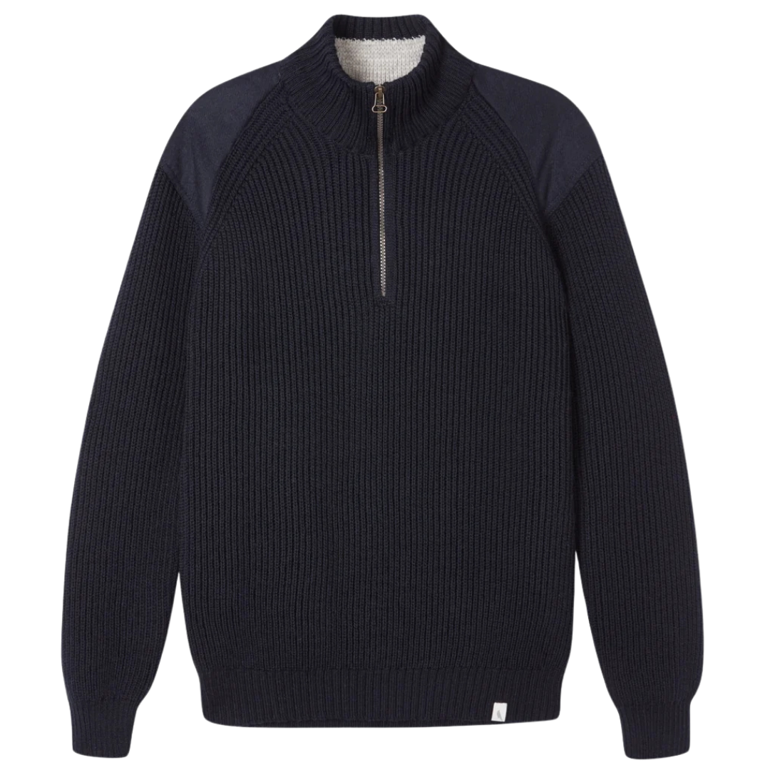 Foxton Quarter Zip Sweater - Navy