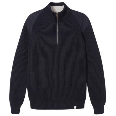Foxton Quarter Zip Sweater - Navy