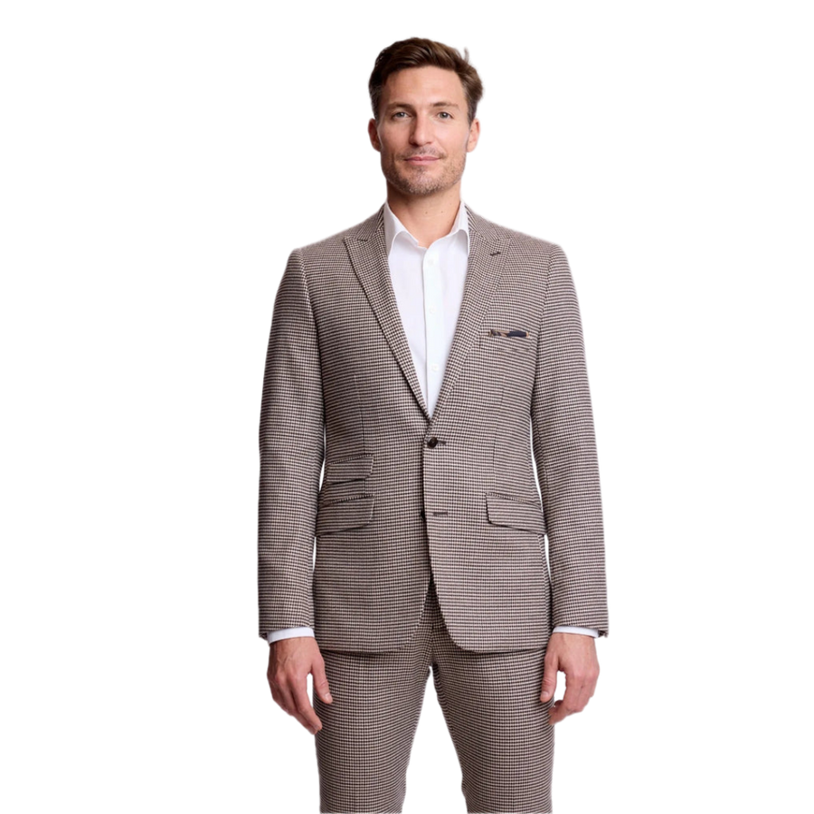 Ashton Peak Jacket - Slim - Dark Chocolate Beige Houndstooth
