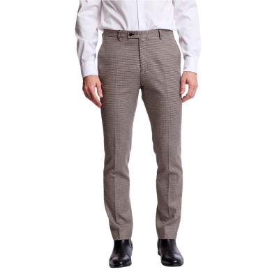 Downing Pants - Slim - Dark Chocolate Beige Houndstooth