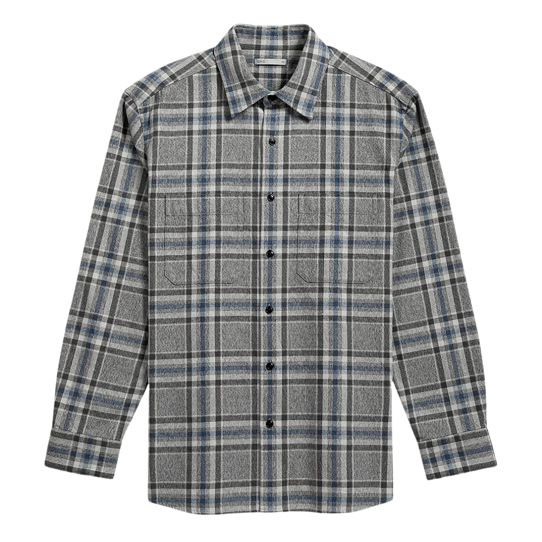 Varick Plaid Flannel Shirt - Charcoal & Dark Blue