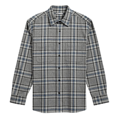Varick Plaid Flannel Shirt - Charcoal & Dark Blue