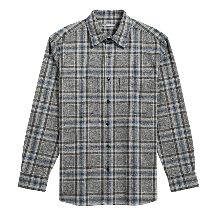 Varick Plaid Flannel Shirt - Charcoal & Dark Blue