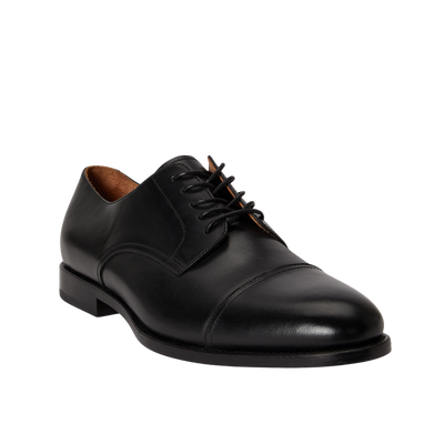 Owen Leather Captoe Derby Lace Up Shoe - Black