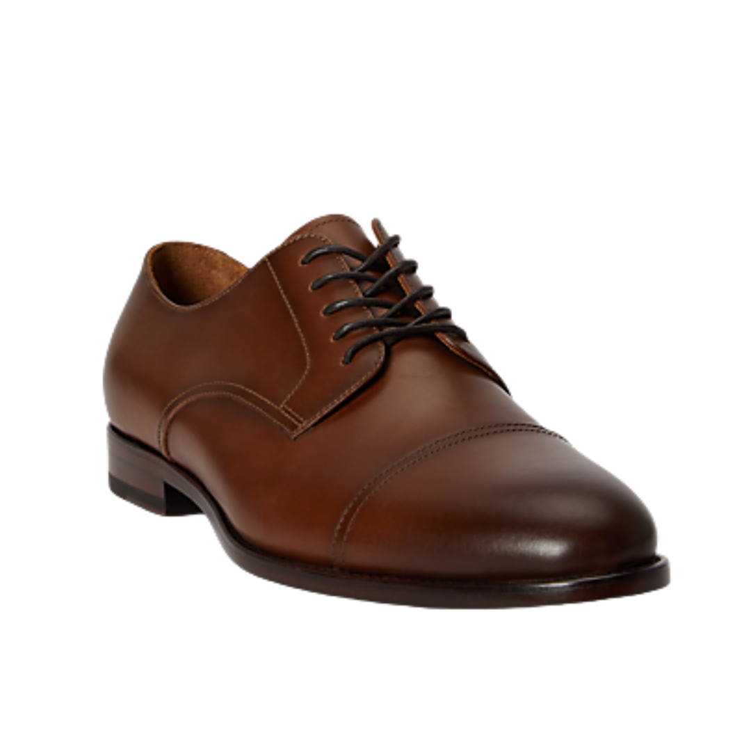 Owen Leather Captoe Derby Lace Up Shoe - Burnished Tan