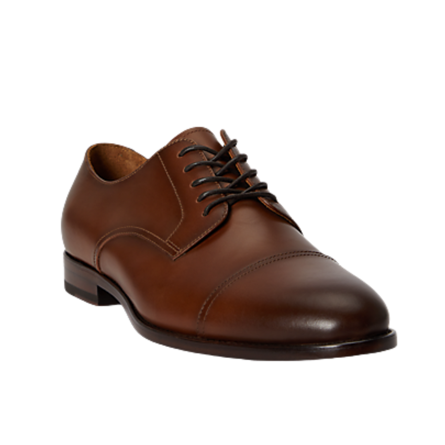 Owen Leather Captoe Derby Lace Up Shoe - Burnished Tan