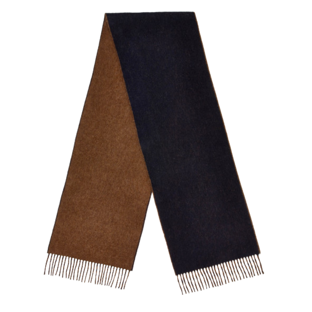 Abraham Moon Merino Scarf - Double Face Camel & Navy