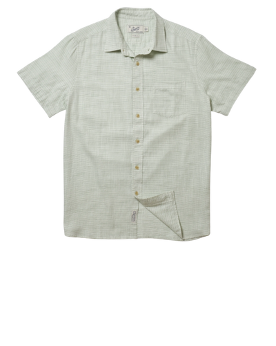 Light Weight Power Loom Short Sleeve Shirt - Green Stripe