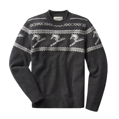 Retro Ski Roll Neck Sweater - Charcoal & White