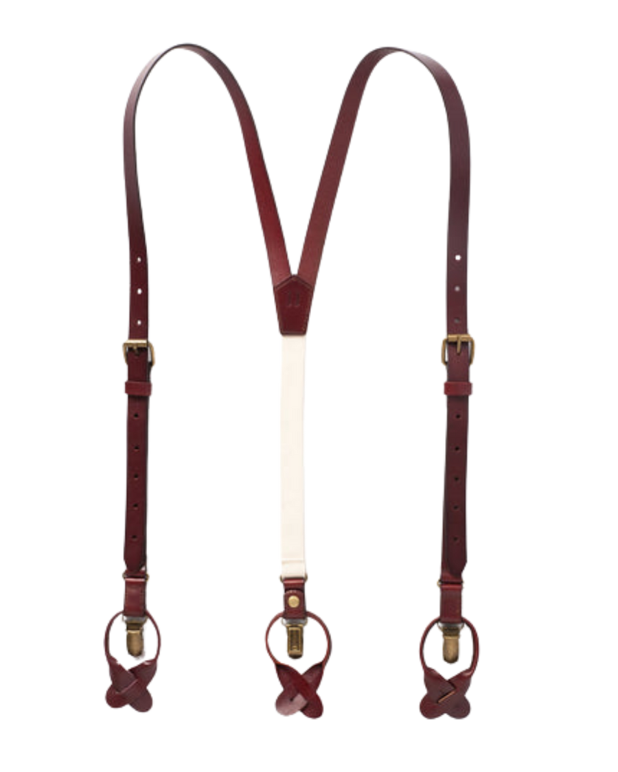 Leather Suspenders - Oxblood