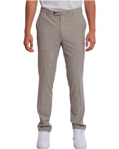 Downing Pants - slim - Grey Tan Cream Seersucker