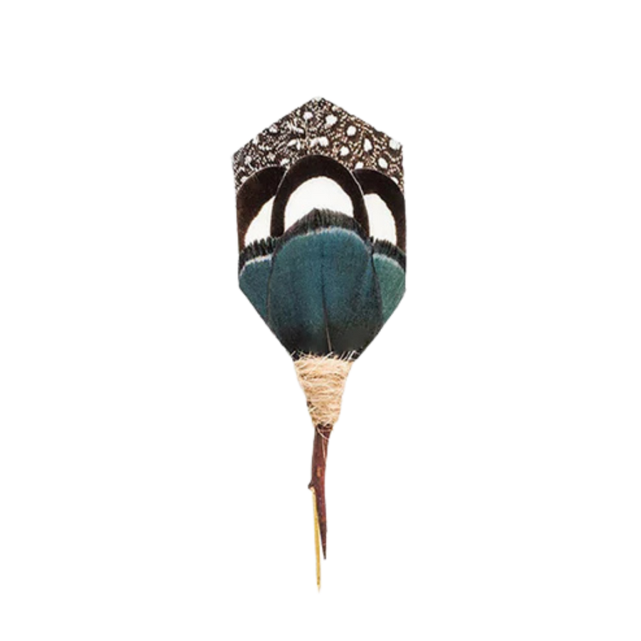 Deke Lapel Pin - Guinea & Pheasant Feathers