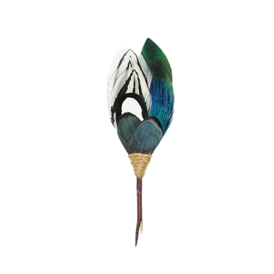 Asp Lapel Pin - Pheasant & Peacock Feathers