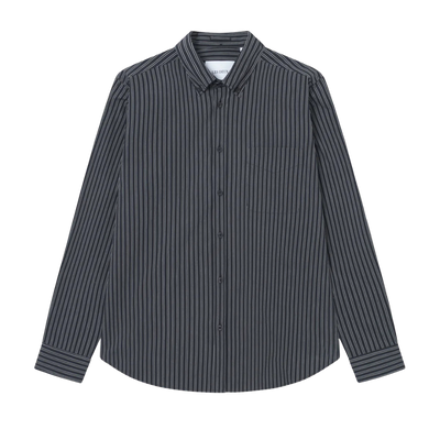 Kent Stripe Poplin Shirt - Black