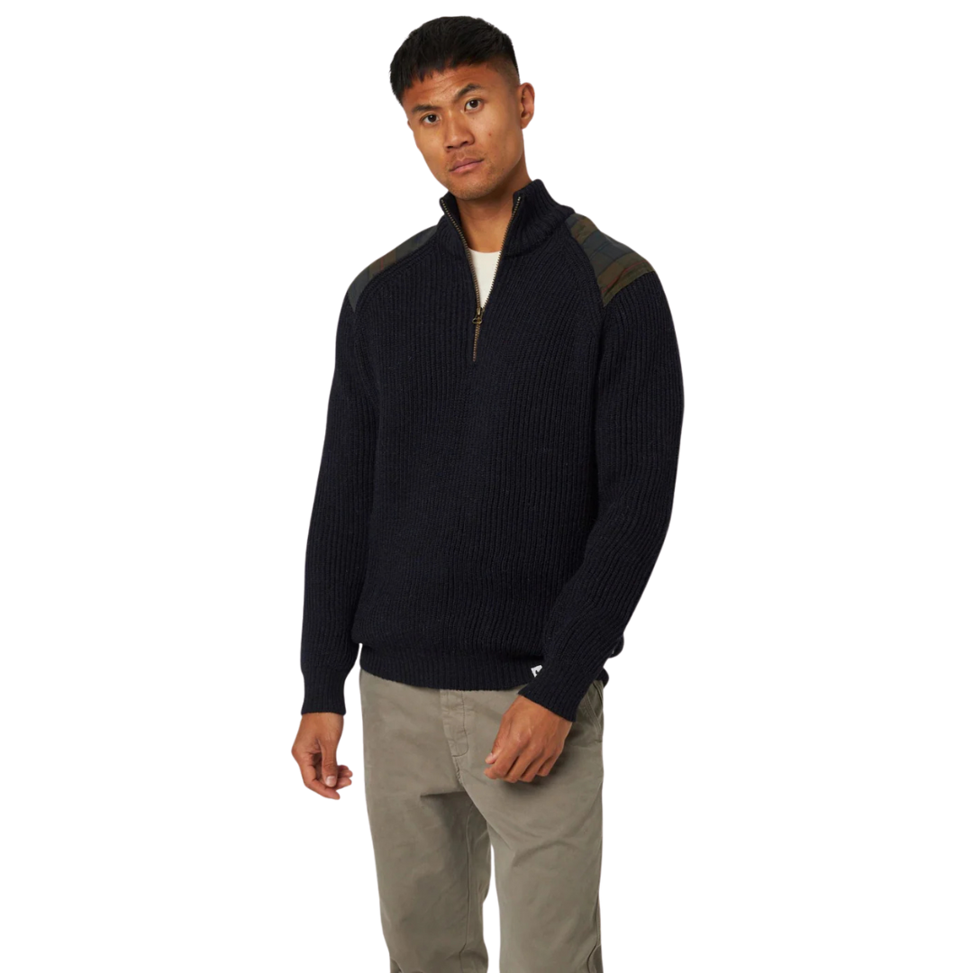 Bexley Quarter Zip Sweater - Navy & Plaid