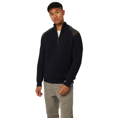 Bexley Quarter Zip Sweater - Navy & Plaid