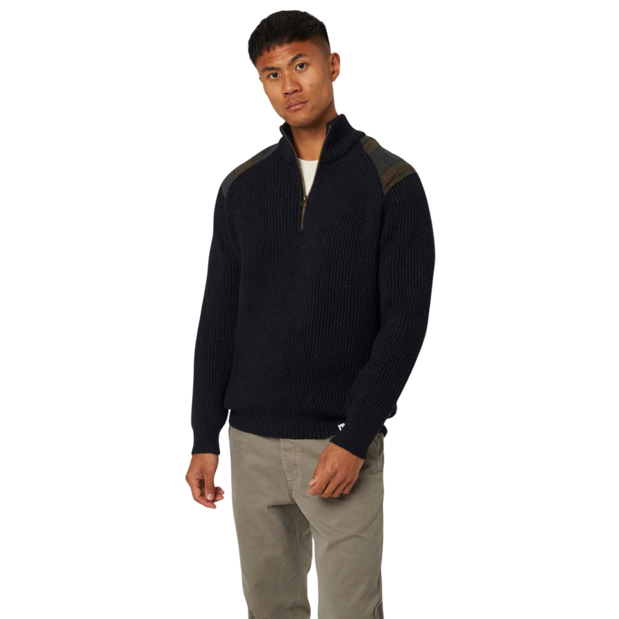 Bexley Quarter Zip Sweater - Navy & Plaid