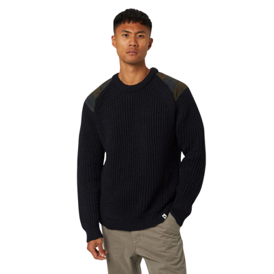 Bexley Crew Sweater - Navy & Plaid