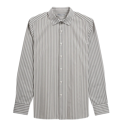 Adrian Shadow Stripe  Shirt - Bright White & Black